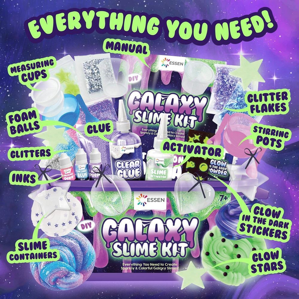 Essen - Galaxy Slime Kit Glow In The Dark DIY Slime Making Toy