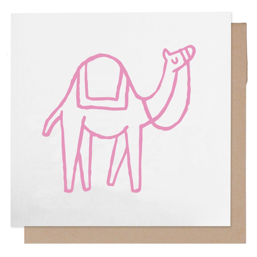 Little Majlis - Greeting Card - Camel - Pink On White