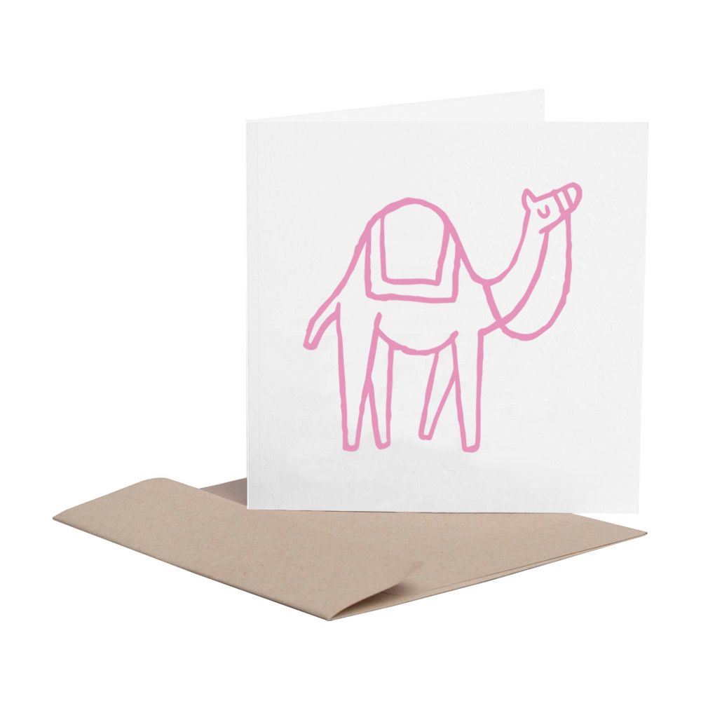 Little Majlis - Greeting Card - Camel - Pink On White