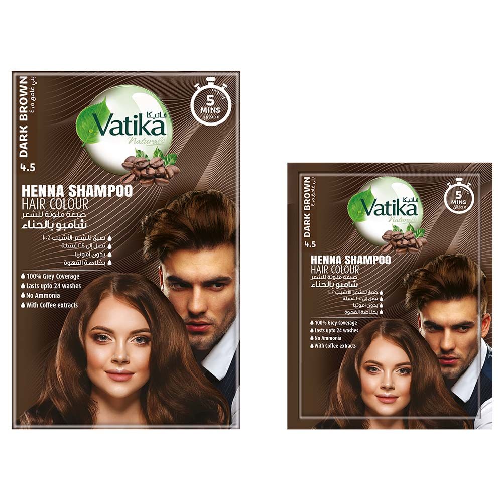 Vatika Naturals - Instant Henna Shampoo Hair Colour Dark Brown - 20ml