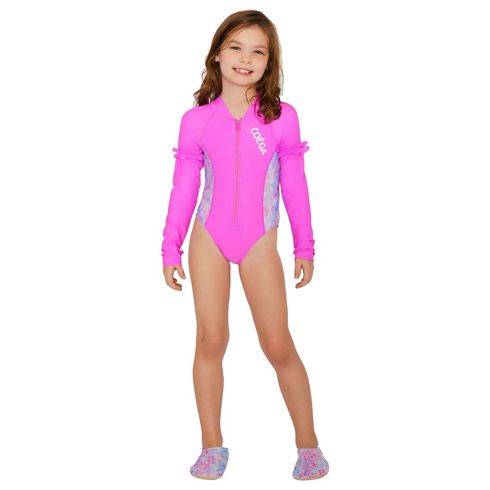 Coega Sunwear - Girls Kids Surf Suit - Purple Abstract Drops