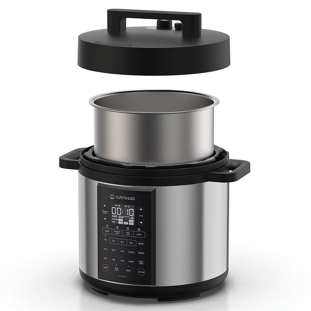 Nutricook - 12-In-1 Electric Pressure Cooker - Silver/Black - 6 L