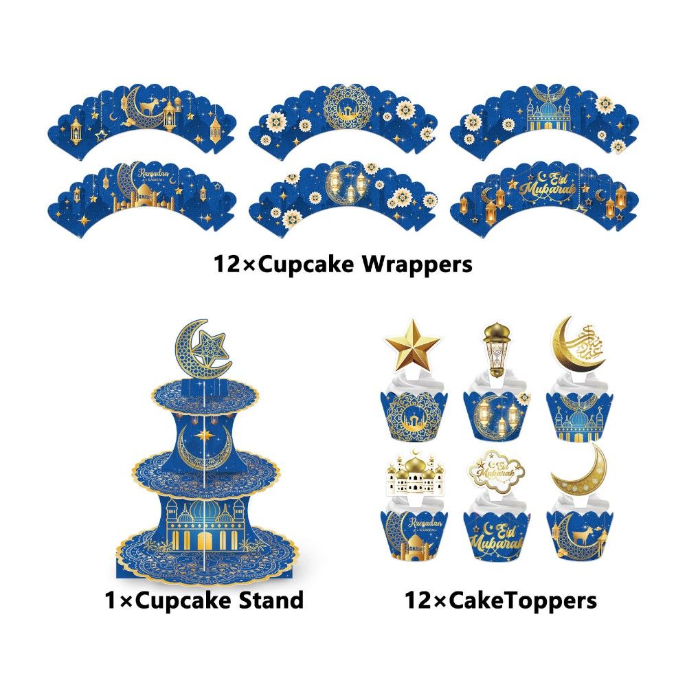 Highland - 3-Tier Eid Ramadan Cupcake Stand, Toppers & Wrappers