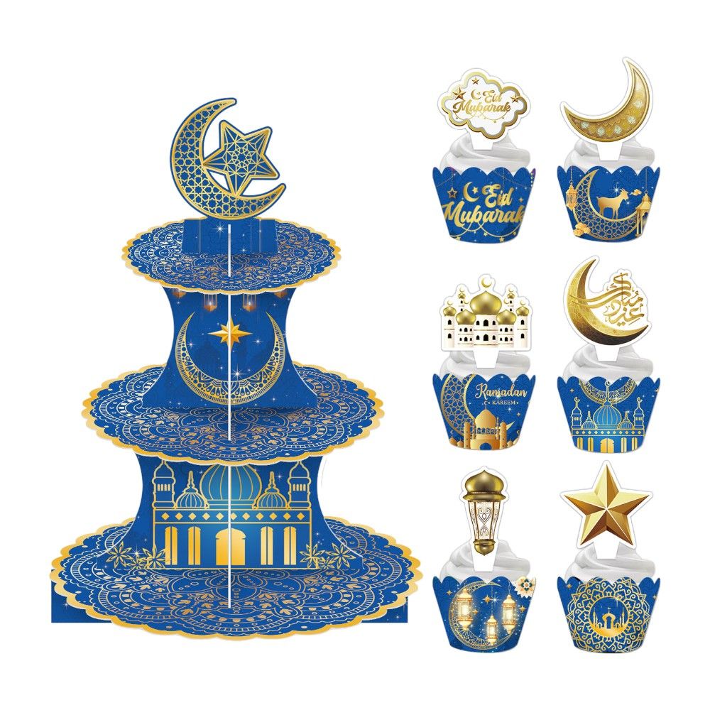 Highland - 3-Tier Eid Ramadan Cupcake Stand, Toppers & Wrappers