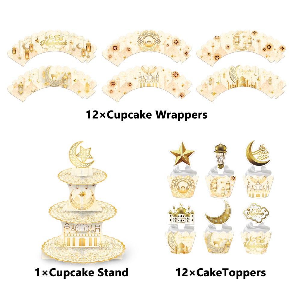 Highland - 3-Tier Eid Ramadan Cupcake Stand, Toppers & Wrappers