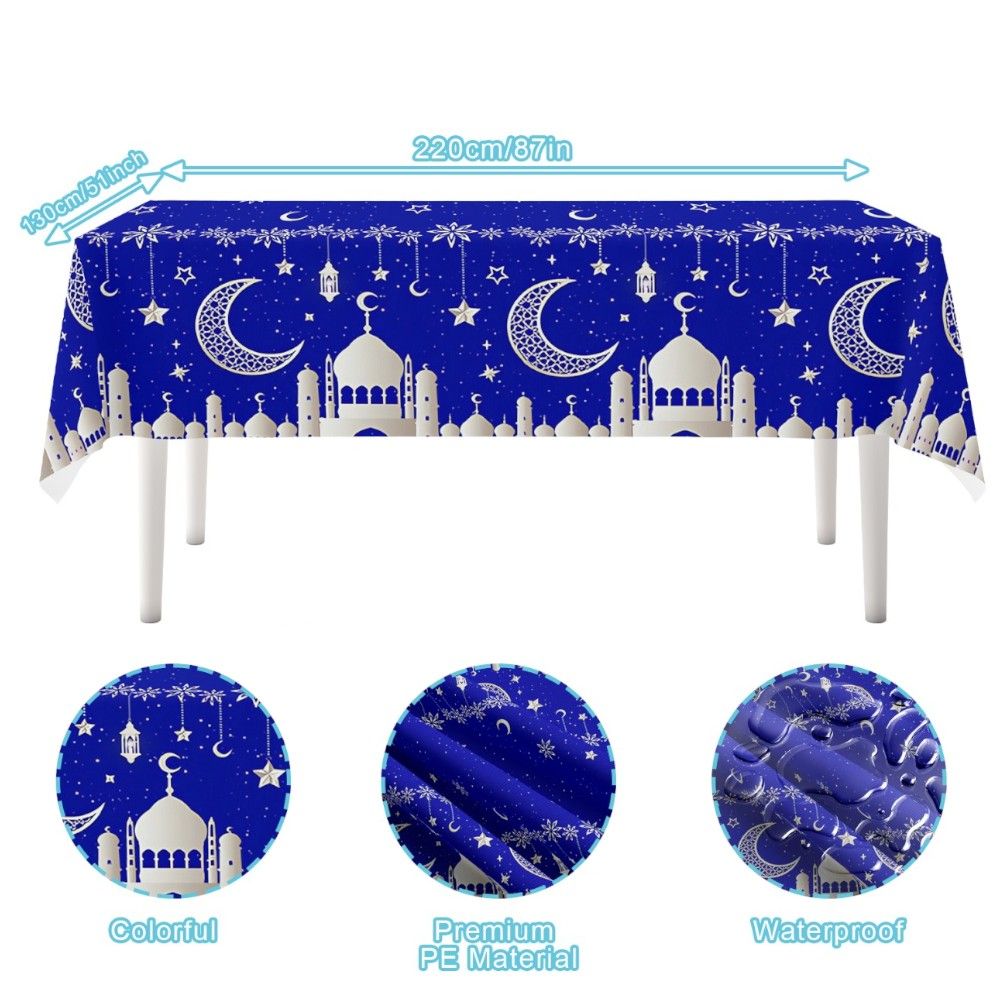 Highland - Eid Ramadan Disposable Table Cloth 130x220cm - Blue