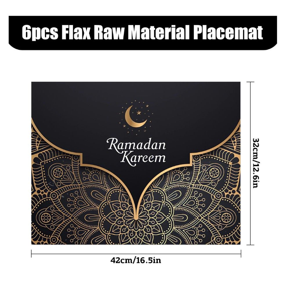 Highland - Ramadan Kareem Placemats 6pcs - Black & Gold