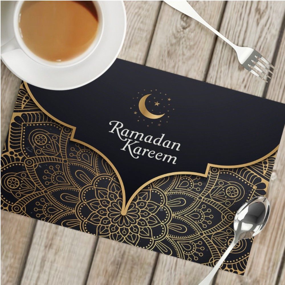 هايلاند - حصيرة أكل Ramadan Kareem - أسود وذهبي - عدد 6 