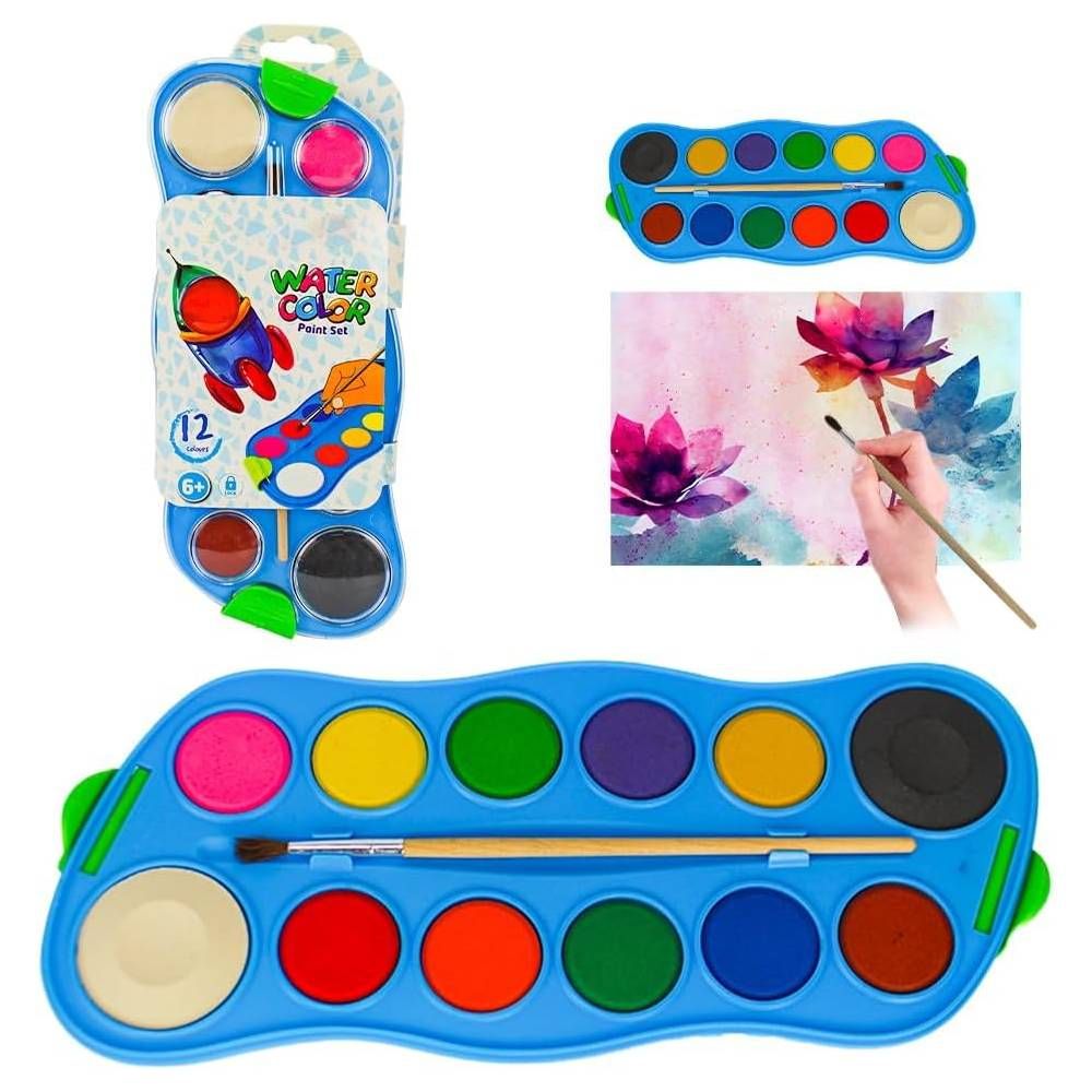 UKR - Watercolor Paint Set 12 Colors With Brush