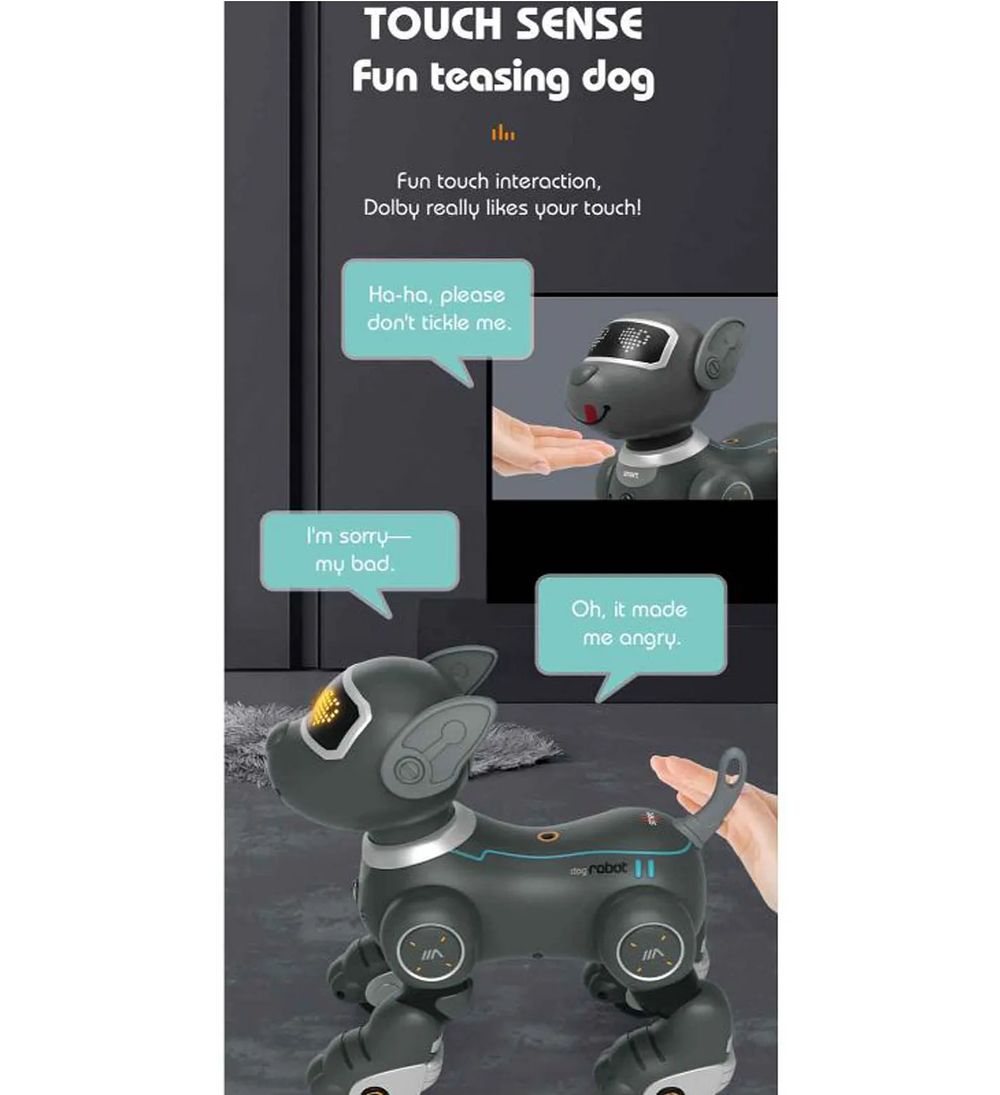 Ukr - Interactive Robot Dog Toy W/ Led Lights  - Grey