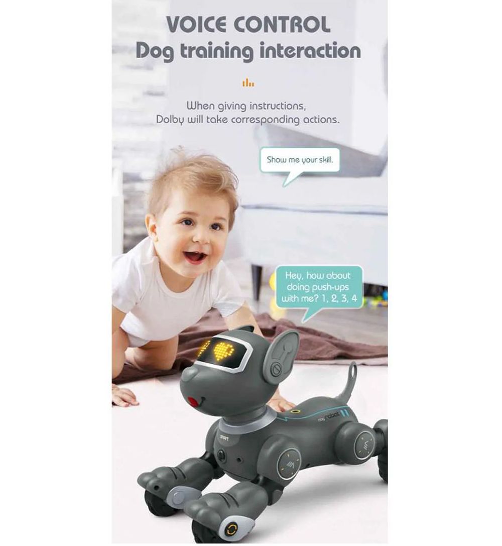 Ukr - Interactive Robot Dog Toy W/ Led Lights  - Grey