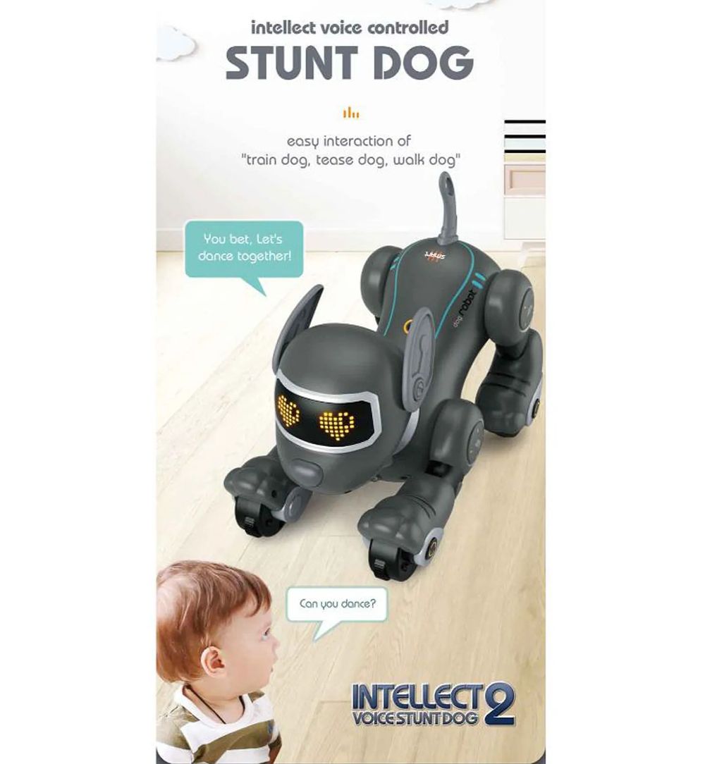 Ukr - Interactive Robot Dog Toy W/ Led Lights  - Grey