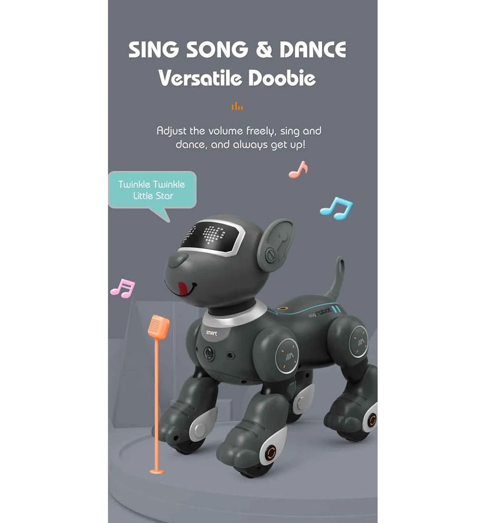 Ukr - Interactive Robot Dog Toy W/ Led Lights  - Grey