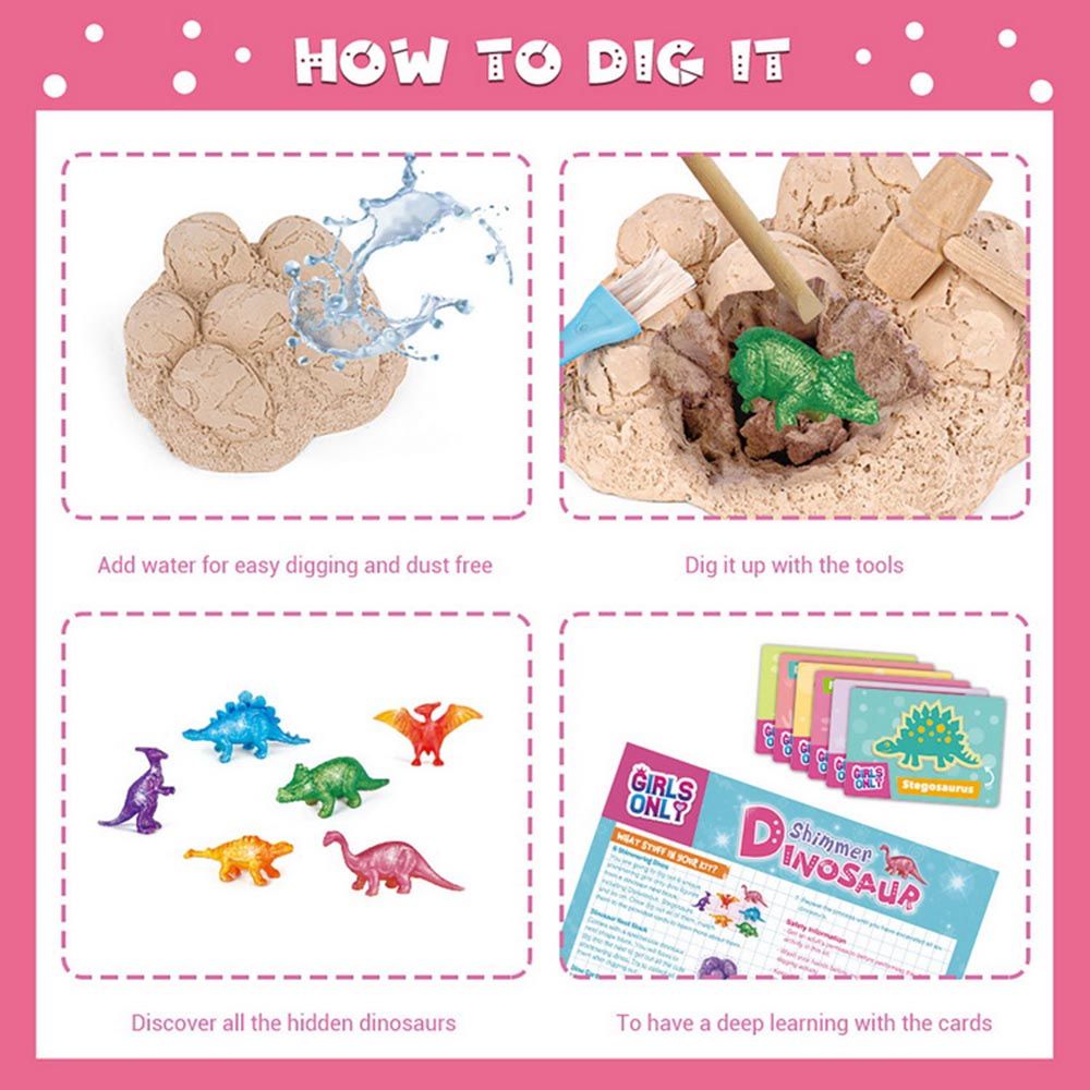 UKR - Shimmer Dinosaur Dig Kit - 6pcs