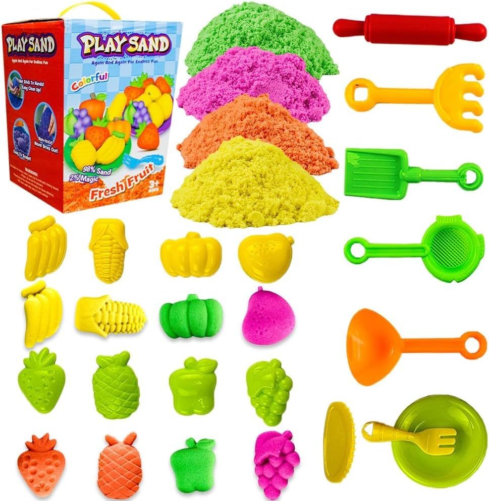 UKR - Moldable Sensory Play Sand W/ Molds & Accessory Set - Fresh Fruit