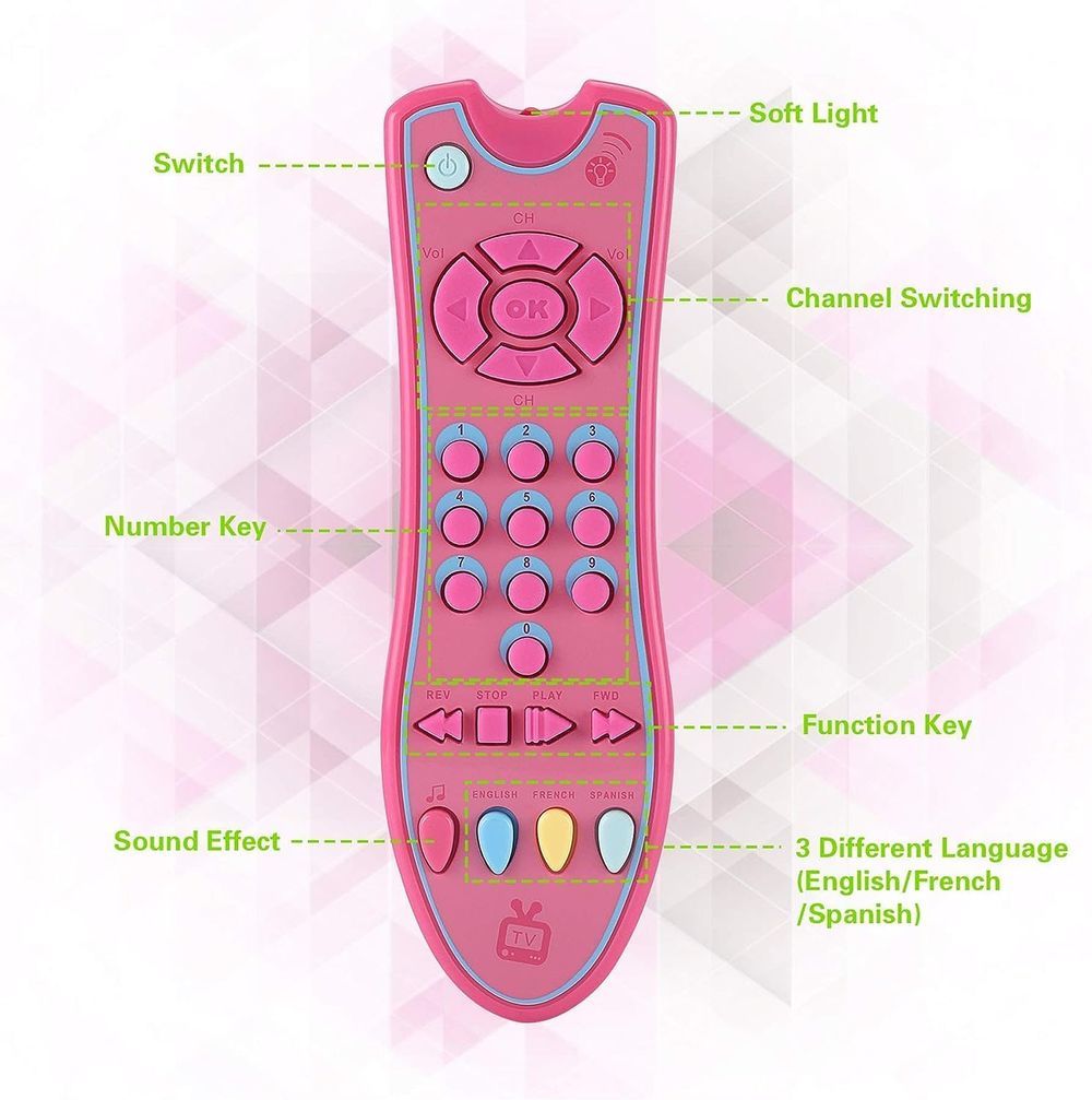 UKR - Singing & Musical Multi Language TV Remote Control Toy - Pink