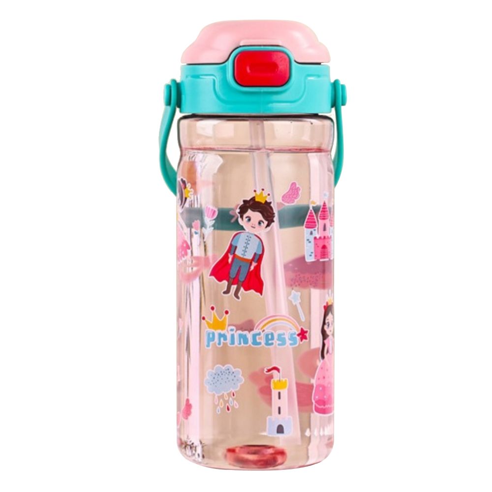 UKR - Water Bottle With Button Straw - Princess - 550 ml