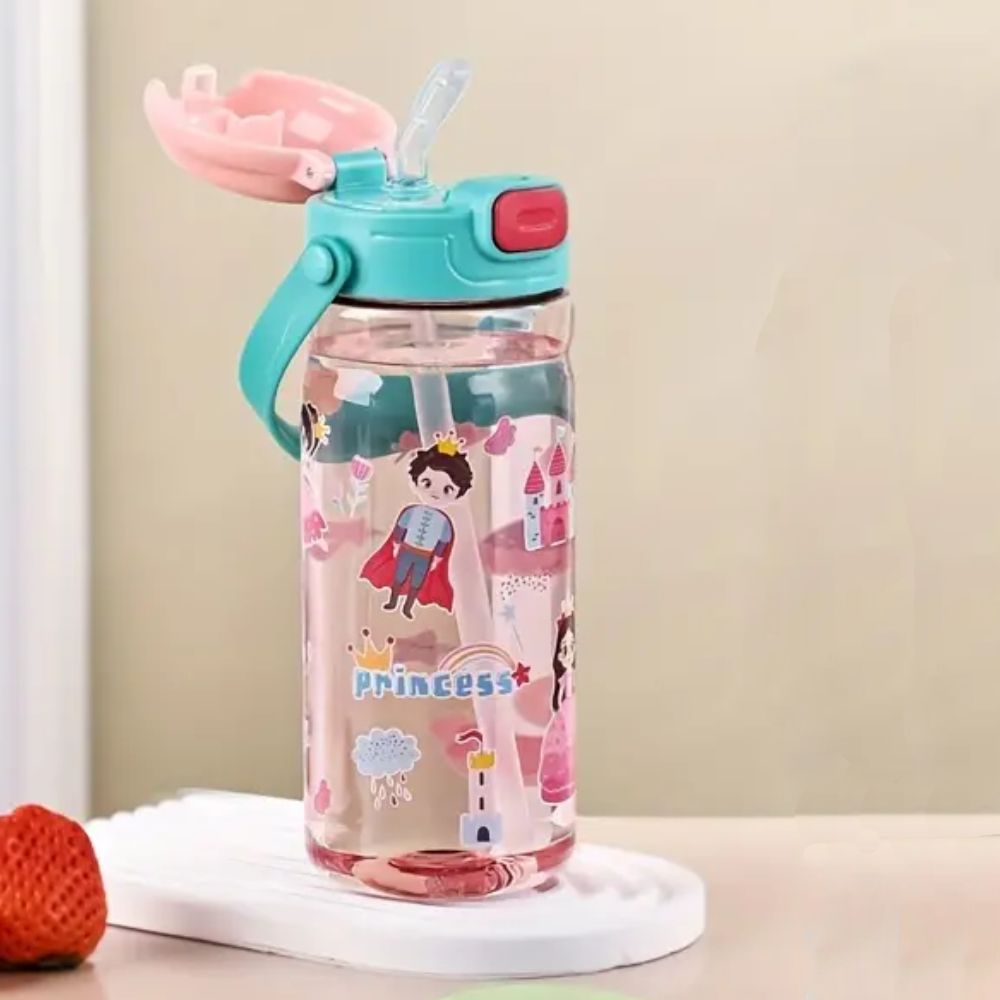 UKR - Water Bottle With Button Straw - Princess - 550 ml