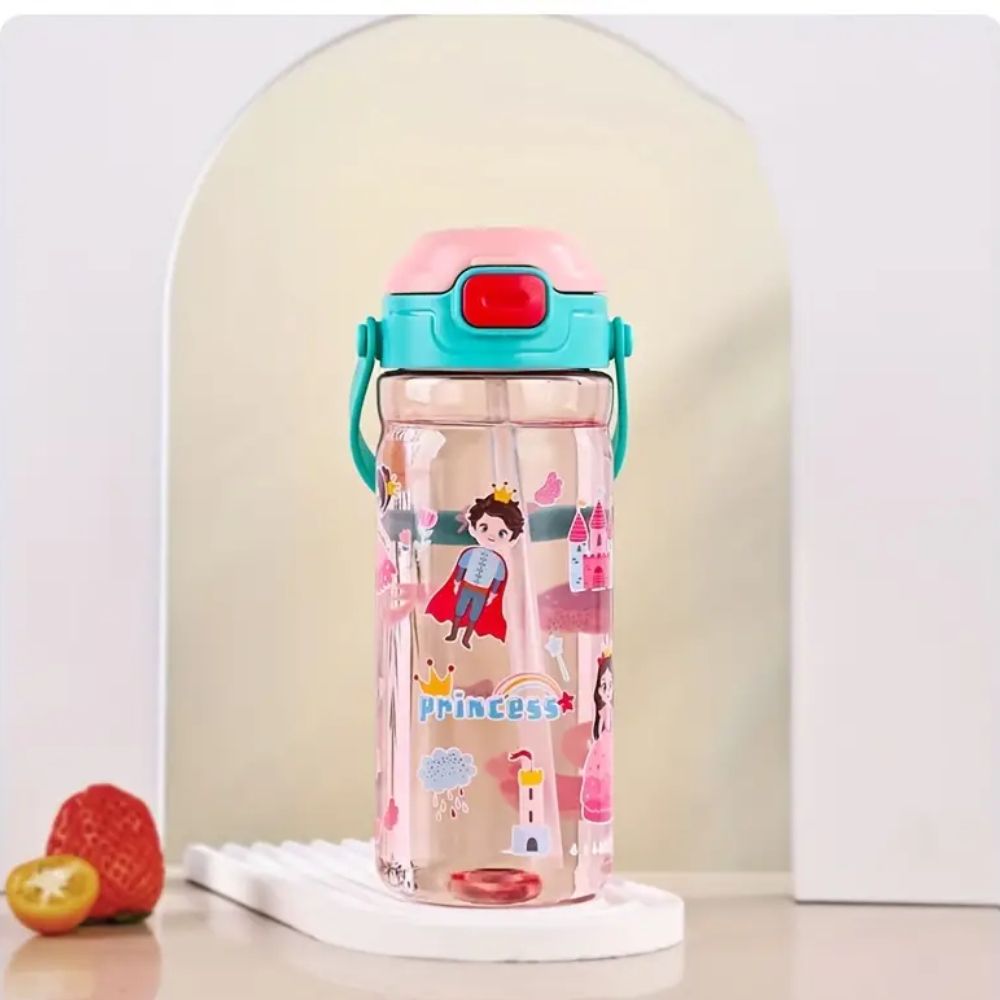 UKR - Water Bottle With Button Straw - Princess - 550 ml