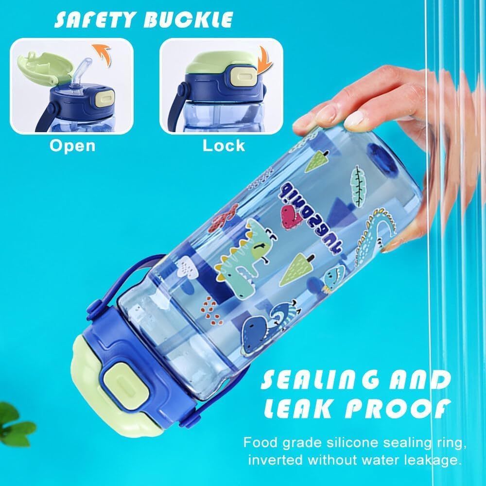 UKR - Water Bottle With Button Straw - Dinosaur - 550 ml