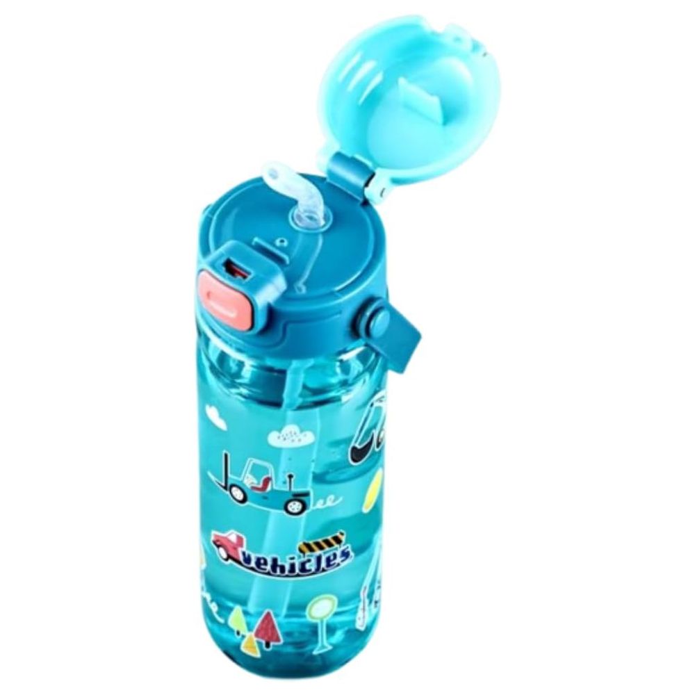 UKR - Leakproof Button Straw Water Bottle -  Pink Vehicles - 550 ml