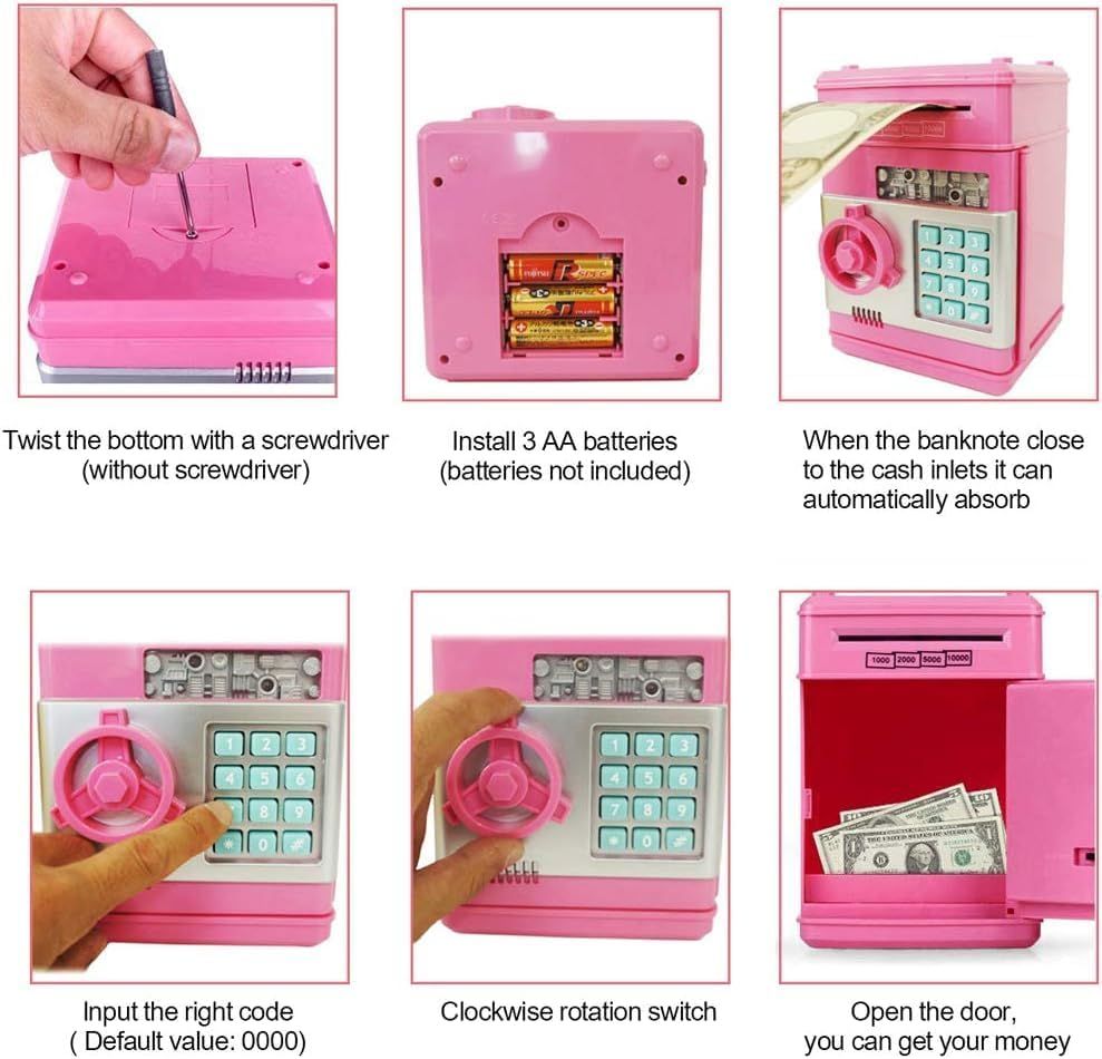 UKR - Bank Storage Safe Box For Kids - Pink