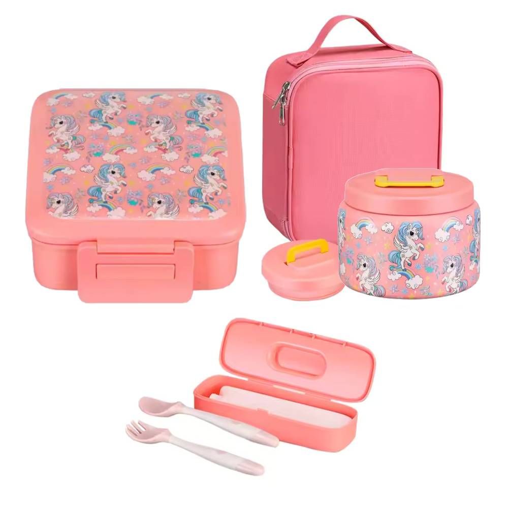 UKR - Unicorn Leakproof Kids Bento Lunch Box Set - Pink