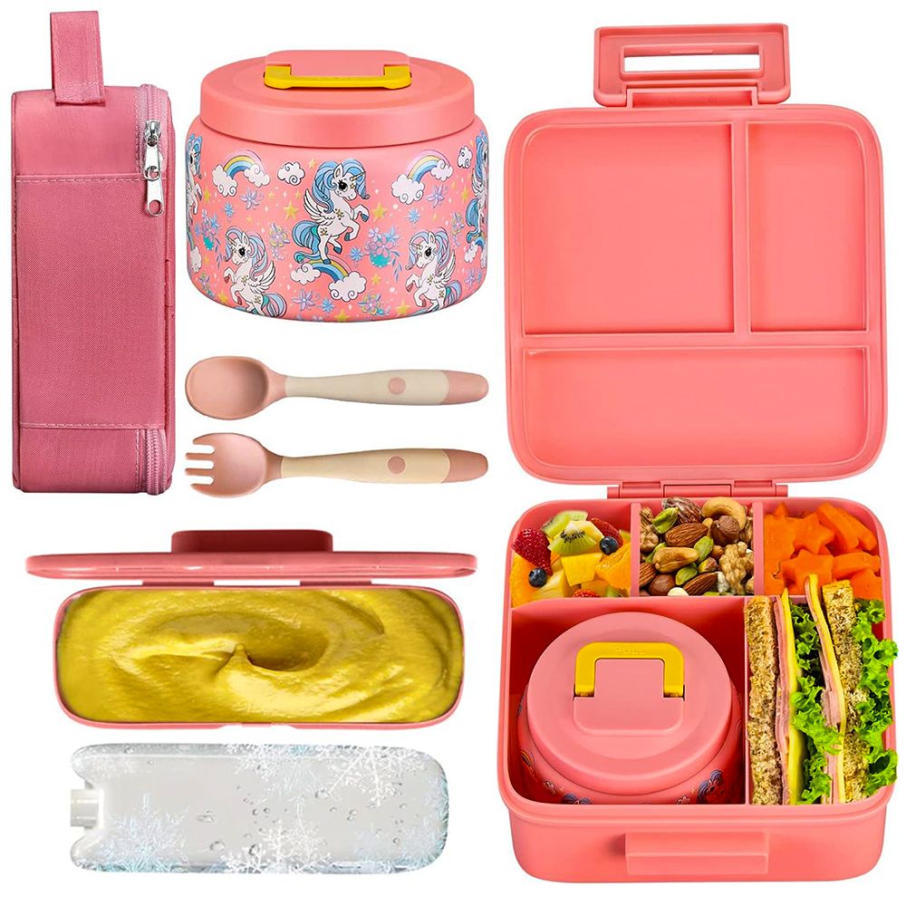 UKR - Unicorn Leakproof Kids Bento Lunch Box Set - Pink