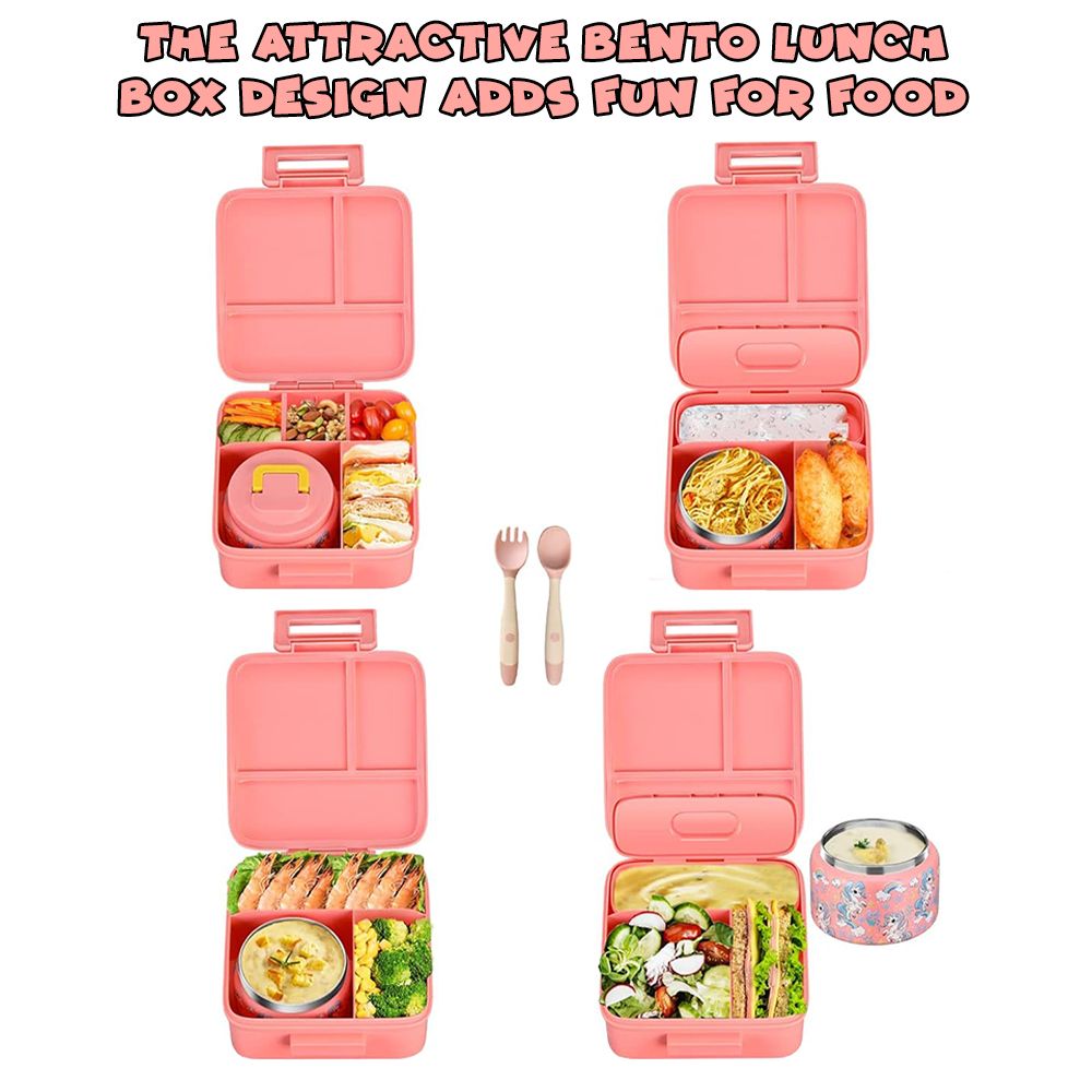 UKR - Unicorn Leakproof Kids Bento Lunch Box Set - Pink