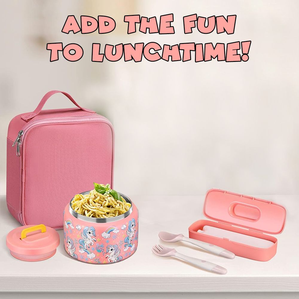 UKR - Unicorn Leakproof Kids Bento Lunch Box Set - Pink