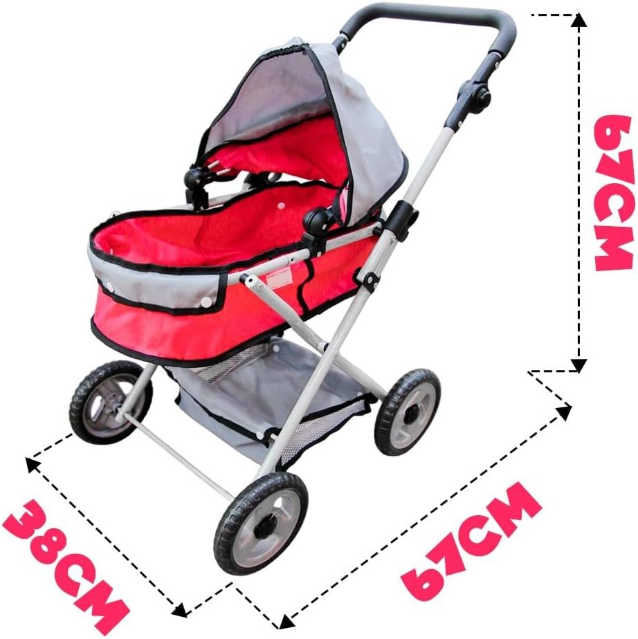 UKR - 2-In-1 Foldable Doll Stroller With Adjustable Canopy