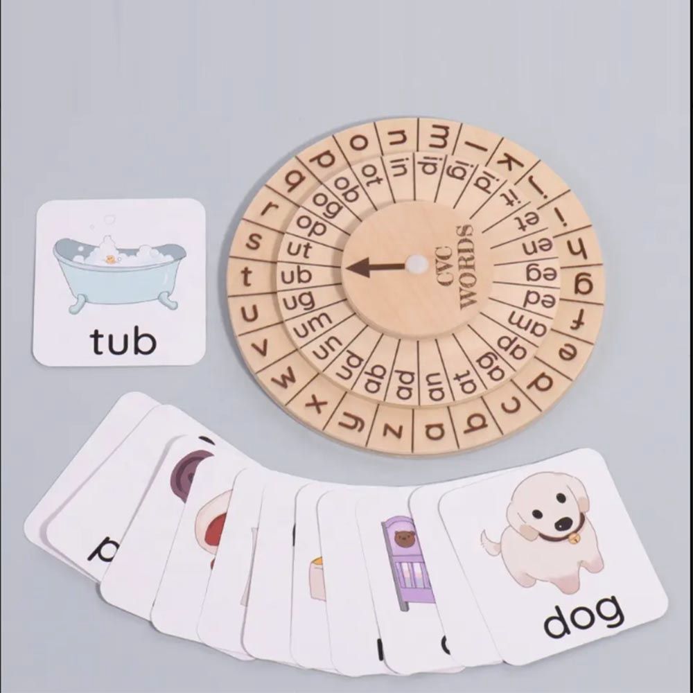 UKR - Montessori Clock With 3 Letter Word Cards