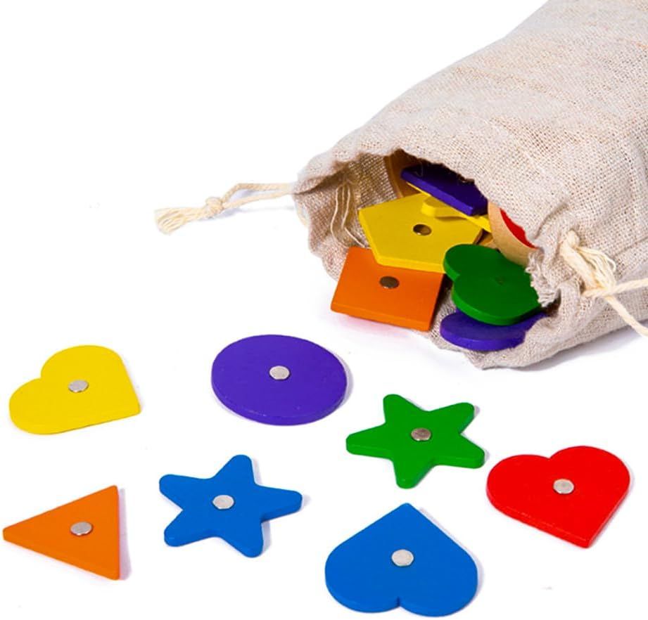 UKR - Montessori Magnetic Wooden Geometric Shape Toys - 36 Pcs