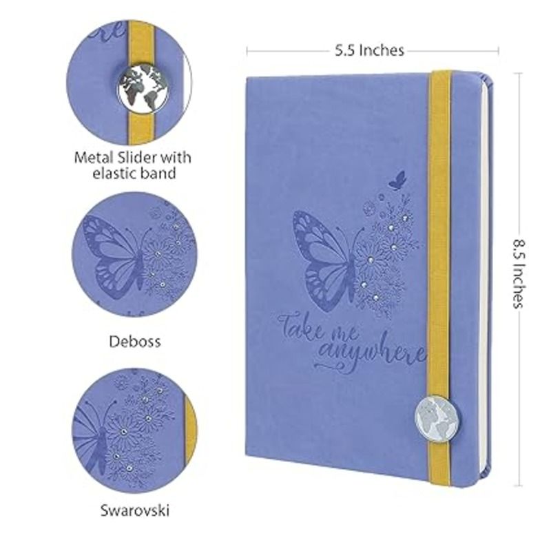 Doodle - Floral Wings Hard Bound Notebook - Lavender - A5