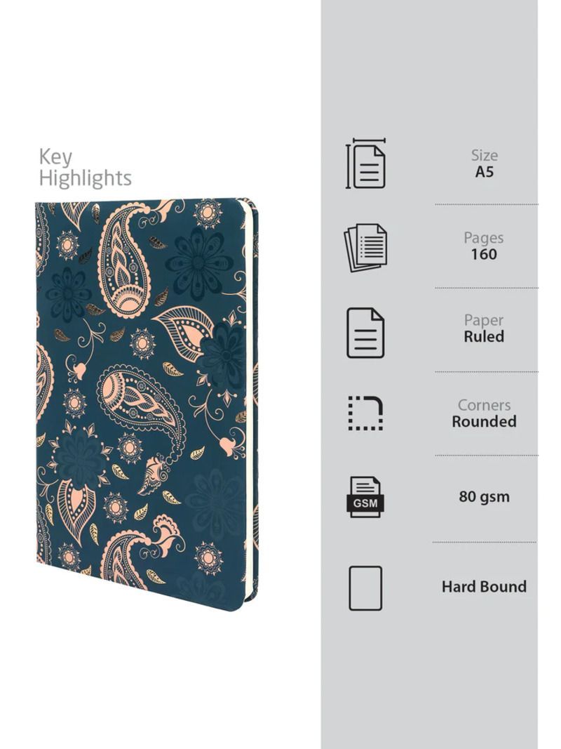 Doodle - Paisley Pattern Hard Bound Notebook - A5