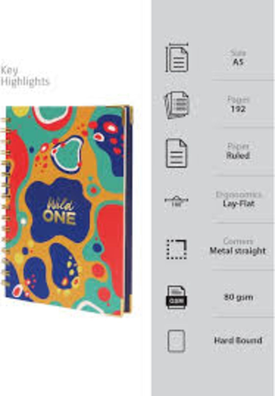 Doodle - Bright splashes Wild Hard Bound Daily Planner - A5