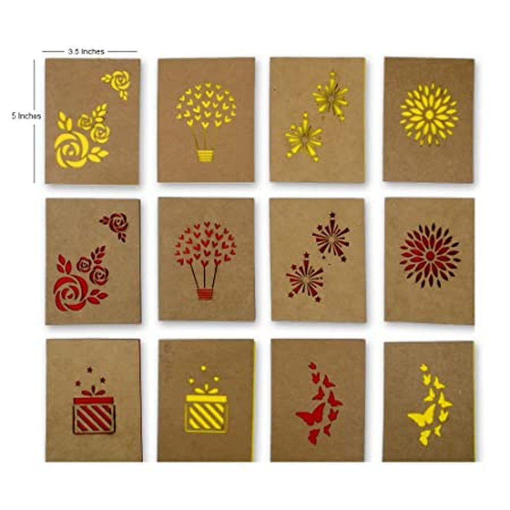 Doodle - Love And Light Yellow Laser Cut Notecards - 12 Pcs