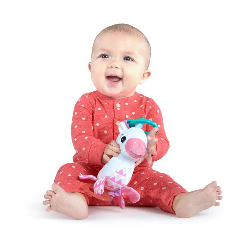 Bright Starts - Sparkle And Shine On The Go Teething Toy - Unicorn - Pink/White