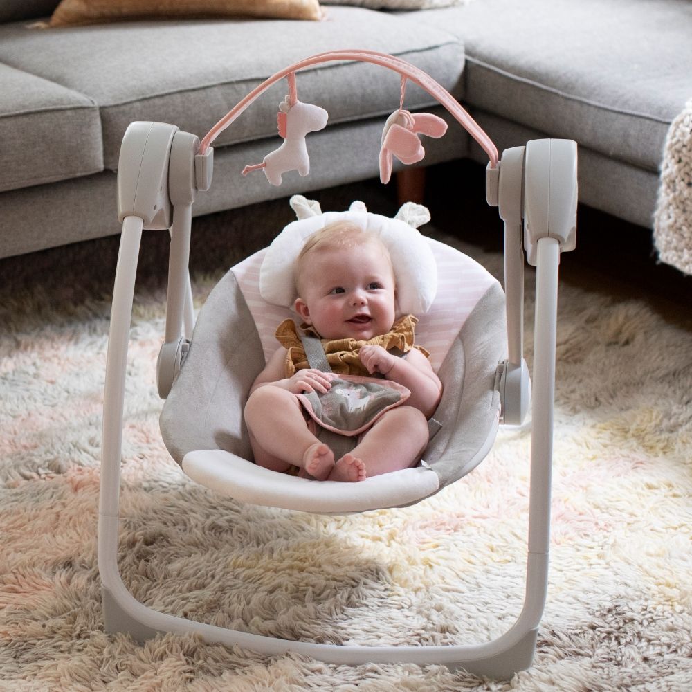 Ingenuity - Comfort 2 Go Portable Swing - Flora The Unicorn