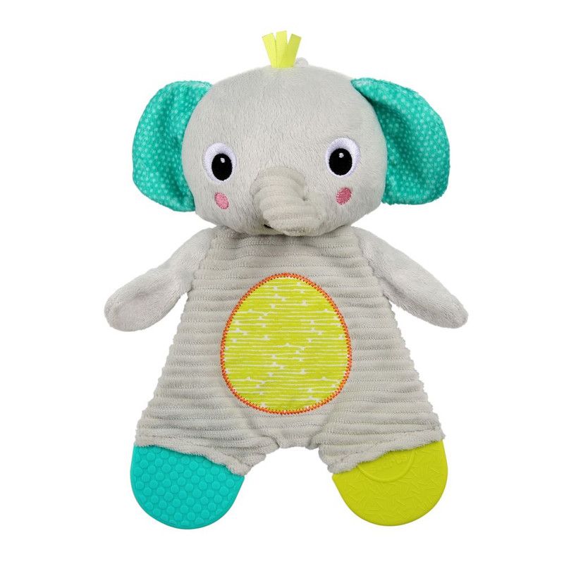 Bright Starts - Snuggle And Teethe Crinkle Teething Plush Toy - Elephant