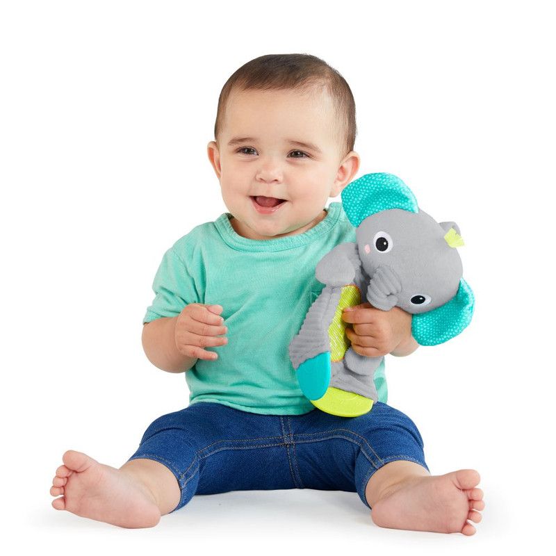 Bright Starts - Snuggle And Teethe Crinkle Teething Plush Toy - Elephant