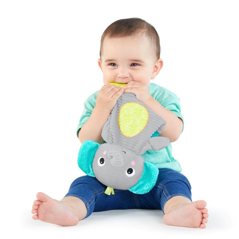 Bright Starts - Snuggle And Teethe Crinkle Teething Plush Toy - Elephant