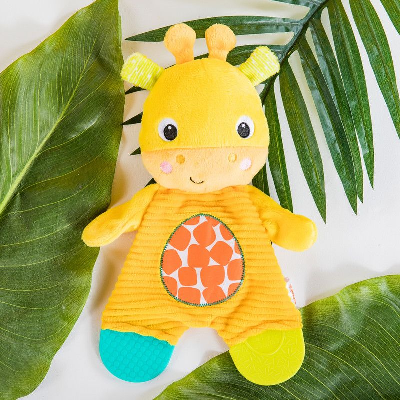 Bright Starts - Snuggle And Teethe Crinkle Plush Toy - Giraffe