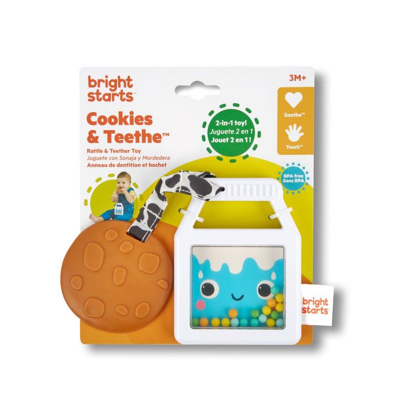 Bright Starts - 2-In-1 Cookies And Teethe Rattle And Teether Toy - 3M