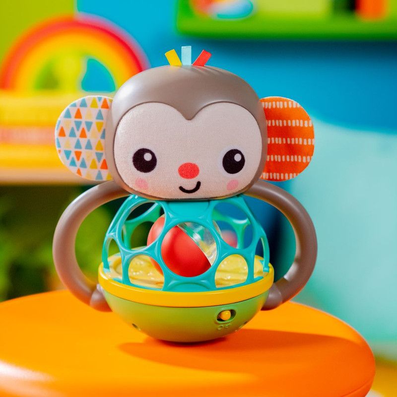 Bright Starts - Grab And Giggle Monkey Light-Up Musical Rattle Toy