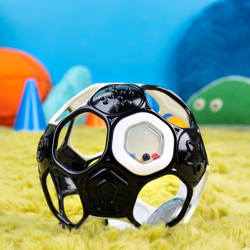 Bright Starts - Oball Grippin' Goals Rattle Soccer Ball - Black/White