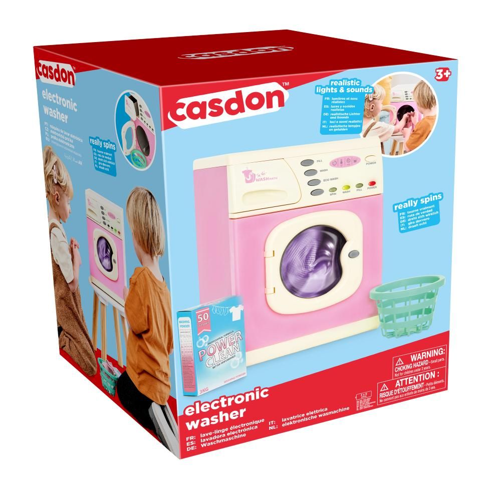 Casdon - Electronic Washer: Toy With Lights, Sounds, Pink