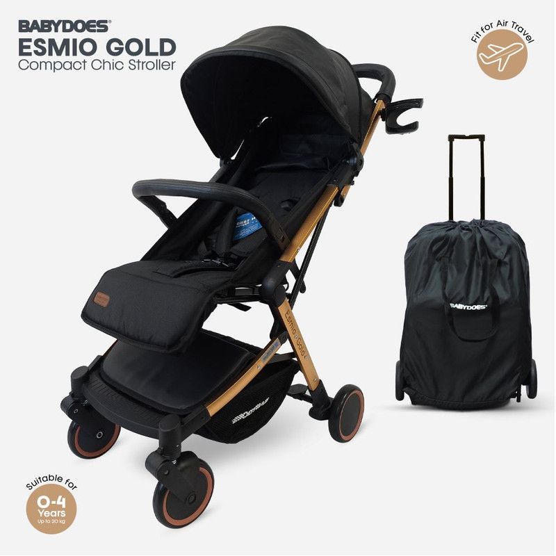 Babydoes - Esmio Gold Travel Lite Baby Stroller - Black