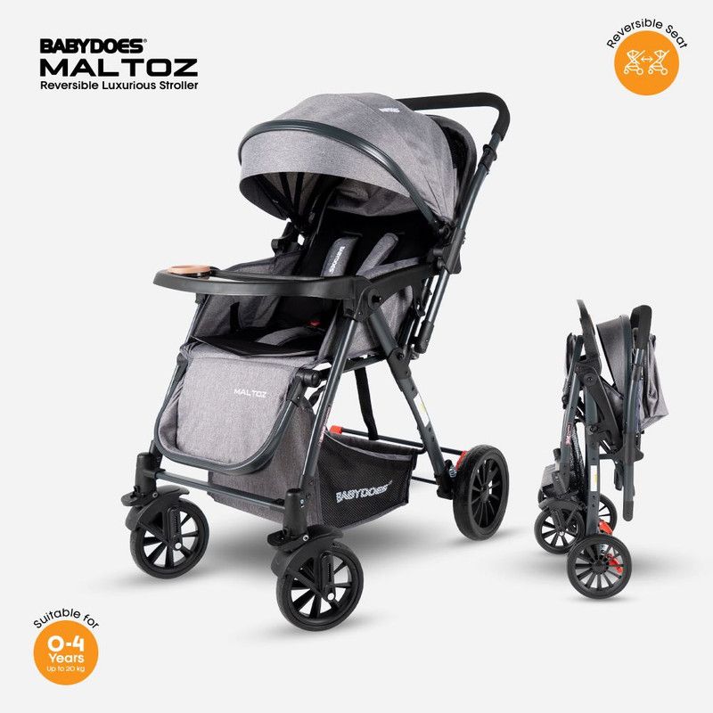 Babydoes - Maltoz Baby Stroller With Five-Point Harness - Grey