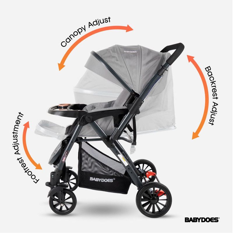 Babydoes - Maltoz Baby Stroller With Five-Point Harness - Grey